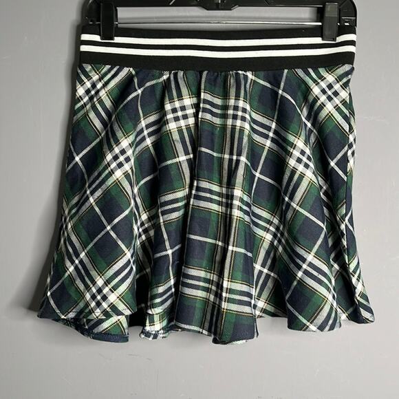 Bongo Blue and Green Plaid Mini Swing Skirt Elastic Waistband Size Medium - Picture 9 of 9